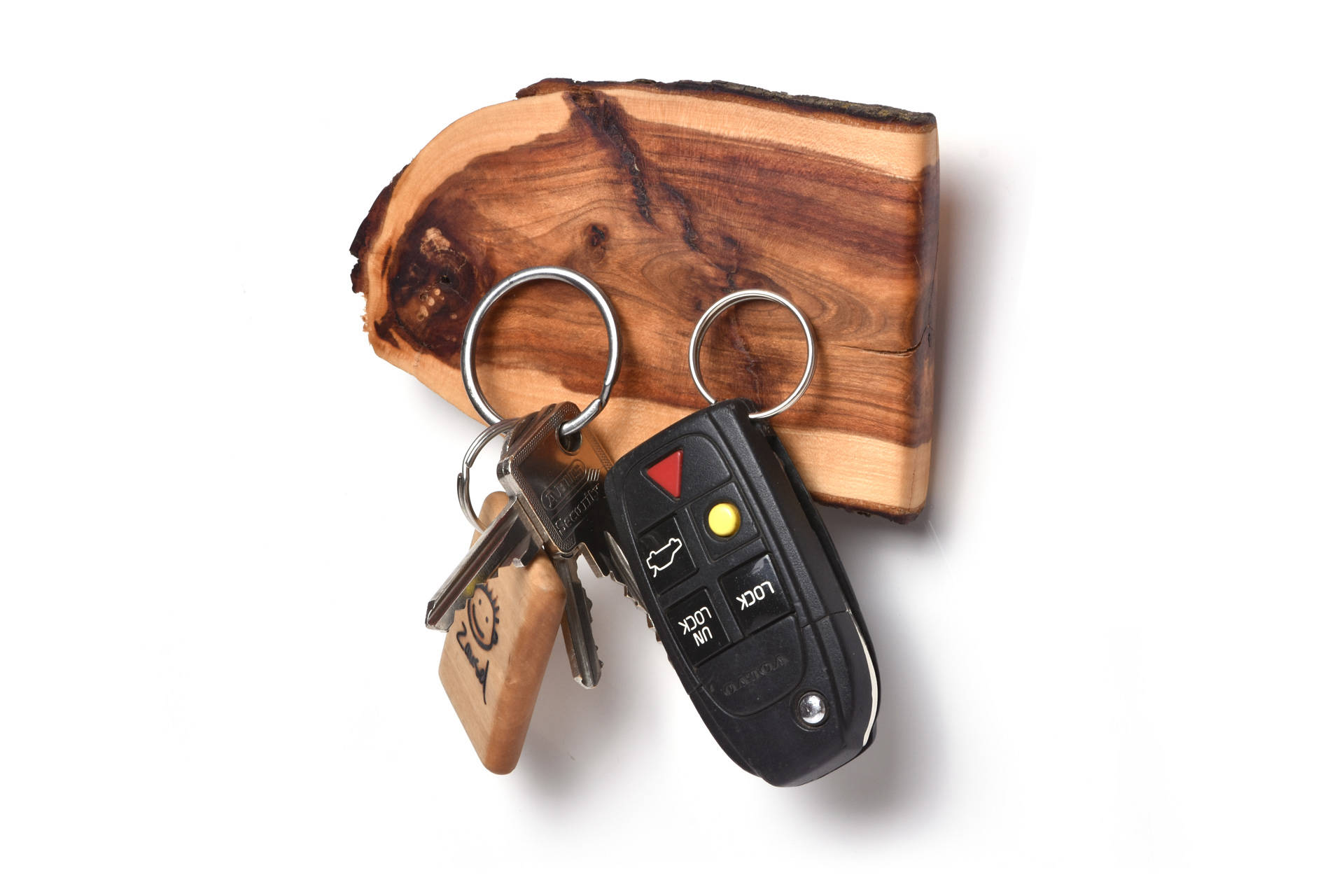 Schlüsselbrett magnetisch aus Apfelholz für 2 Schlüsselbunde.